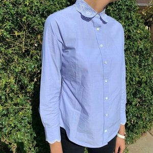 J.Crew Embroidered Button Down Blue Size 2